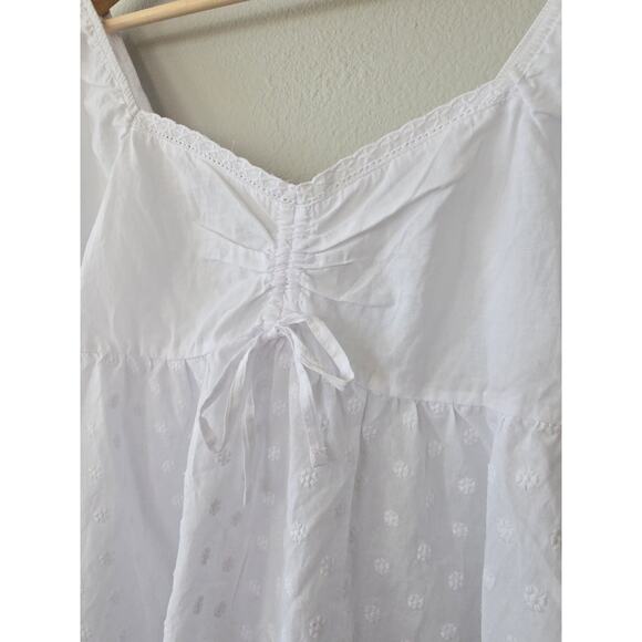 White Cotton Eyelet Blouse S Romantic Boho / Cottagecore Top Babydoll Blouse - Picture 3 of 8